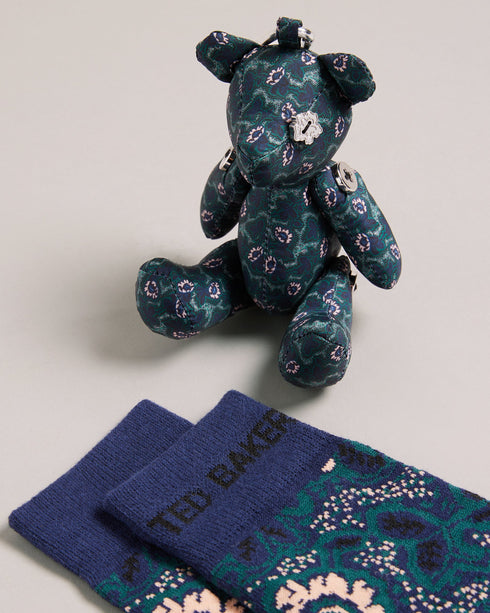 <P>Graphic Floral Sock &Amp; Teddy Gift Set</P>
